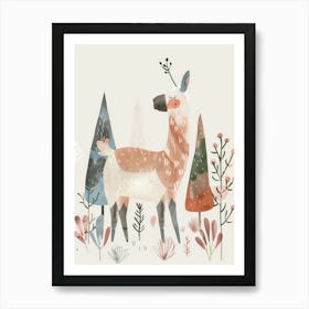 Charming Nursery Kids Animals Llama 4 Art Print