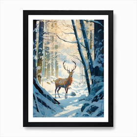 Winter Deer 5 Illustration Art Print