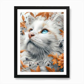 White Cat With Blue Eyes Art Print