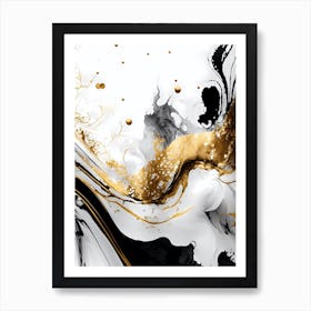 Abstract Black And Gold Painting 2 Art Print