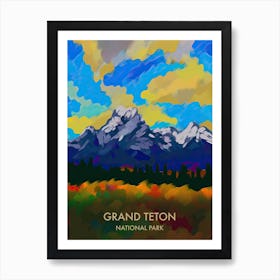 Grand Teton National Park Travel Poster Matisse Style 2 Art Print