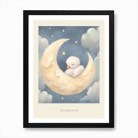 Sleeping Baby Flamingo Nursery Poster Art Print