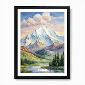 Denali National Park Watercolor Painting Art Print