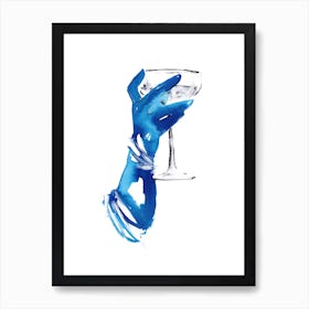 Blue Gloves And Champagne Art Print