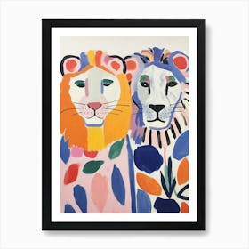 Colourful Kids Animal Art Lion 7 Art Print