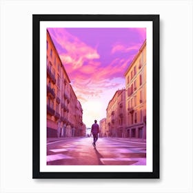 Skateboarding In Lyon, France Futuristic 1 Art Print