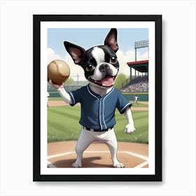 Boston Terrier Baseball-Reimagined Art Print