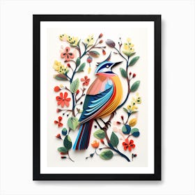 Scandinavian Bird Illustration Cedar Waxwing 2 Art Print