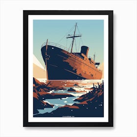 Titanic Ship Wreck Minimalist 3 Art Print