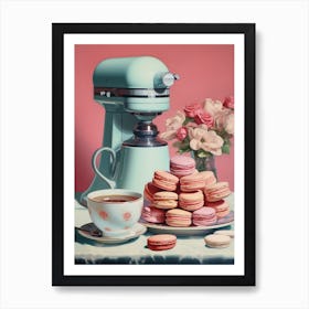 Macarons Vintage Cookbook Style 1 Art Print