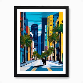 Painting Of Dubai United Arab Emirates With A Cat In The Style Of Pop Art 1 Art Print