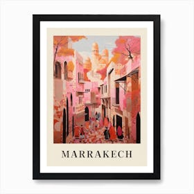 Marrakech Morocco 3 Vintage Pink Travel Illustration Poster Art Print