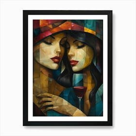 Two Women Holding Wine Glasses Art Print