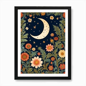 William Morris Moon And Flowers 4 Poster