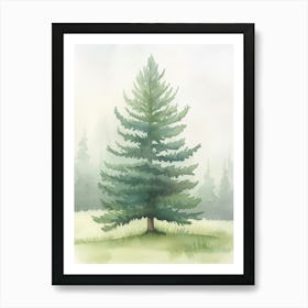 Spruce Tree Atmospheric Watercolour Painting 2 Art Print