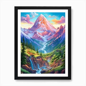 Mountains Cartoon 2 Art Print