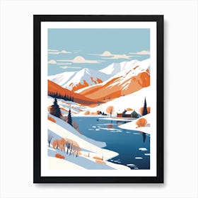 Retro Winter Illustration Lake District United Kingdom 3 Art Print