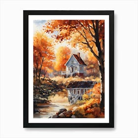 Autumn House In The Woods 1 Art Print