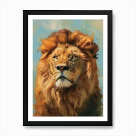 Barbary Lion Portrait Close Up Illustration 2 Art Print