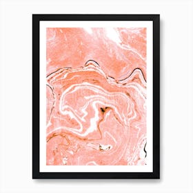 Coral Blush Marble Art Print