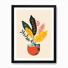 Croton Plant Minimalist Illustration 1 Art Print