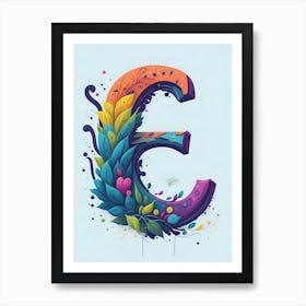 Colorful Letter E Illustration 51 Art Print