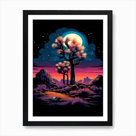 Silver Torch Joshua Tre In Retro Illustration Style (2) Art Print