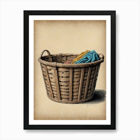 Basket Of Clothes Art Print