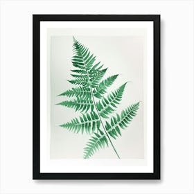 Green Ink Painting Of A Hares Foot Fern 1 Art Print