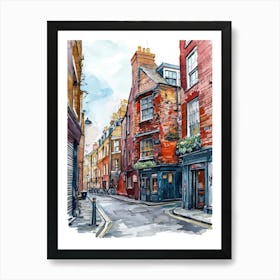 Southwark London Borough   Street Watercolour 2 Art Print