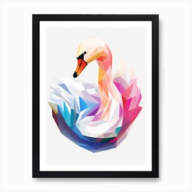 Colourful Geometric Bird Swan 3 Art Print