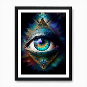 Eye Of Providence, Symbol, Third Eye Watercolour 1 Art Print