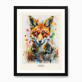 Jackal Colourful Watercolour 3 Poster Art Print