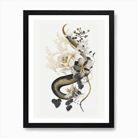 Smooth Snake Gold And Black Art Print