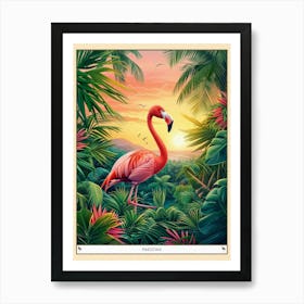 Greater Flamingo Pakistan Tropical Illustration 4 Poster Art Print