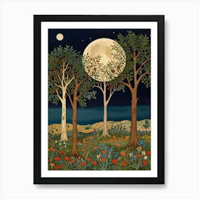 William Morris Moonlight In The Woods 103 Art Print