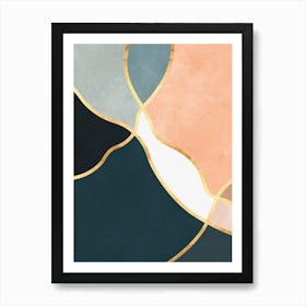 Organic shapes and golden lines 5 Art Print