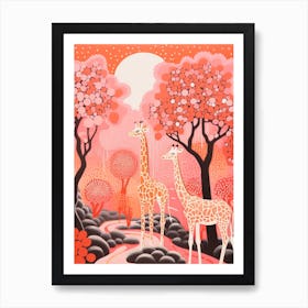 Giraffe Under The Trees 3 Art Print