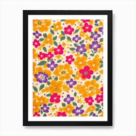 Larkspur Floral Print Warm Tones 1 Flower Art Print