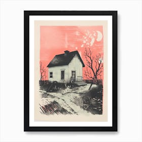 A House In Cape Cod, Abstract Risograph Style 3 Art Print