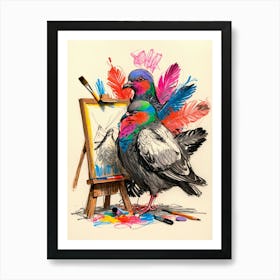 Pigeon Painting 1 Art Print