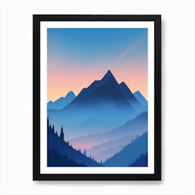 Misty Mountains Vertical Composition In Blue Tone 212 Art Print