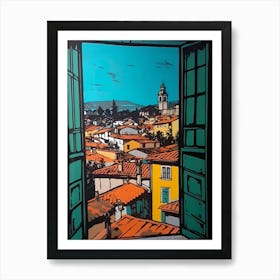 A Window View Of Florence In The Style Of Pop Art 4 Art Print