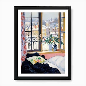 The Windowsill Of Budapest   Hungary Snow Inspired By Matisse 2 Art Print