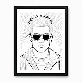 Person With Glasses Colouring Book Style 2 Art Print