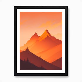 Misty Mountains Vertical Composition In Orange Tone 353 Art Print