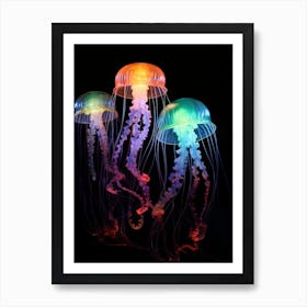 Irukandji Jellyfish Neon Illustration 4 Art Print