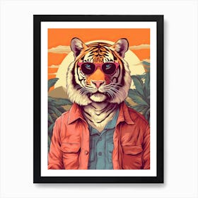 Tiger Illustrations Wearing A Hawaiian Shirt 1 Art Print