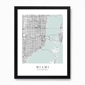 Miami Florida Street Map Minimal Color Art Print