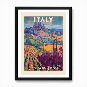 San Gimignano Italy 2 Fauvist Painting Travel Poster Art Print